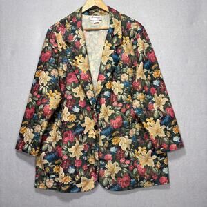 VTG Joanna Plus Floral Jacket Bold Size 18 Cottagecore Garden Party Statement